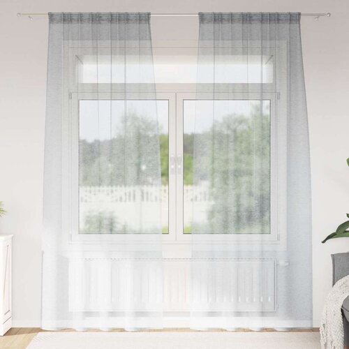 Voile zavjesa 2 pcs Tamno siva 245 x 140 cm Poliester Cene