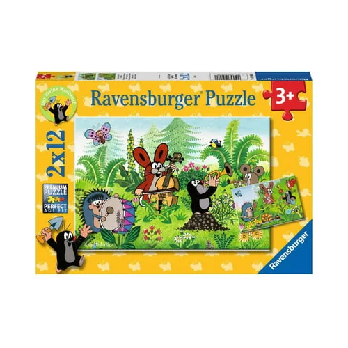Ravensburger Puzzle - Krtek, vrtna zabava s prijatelji, 2 x 12 delov