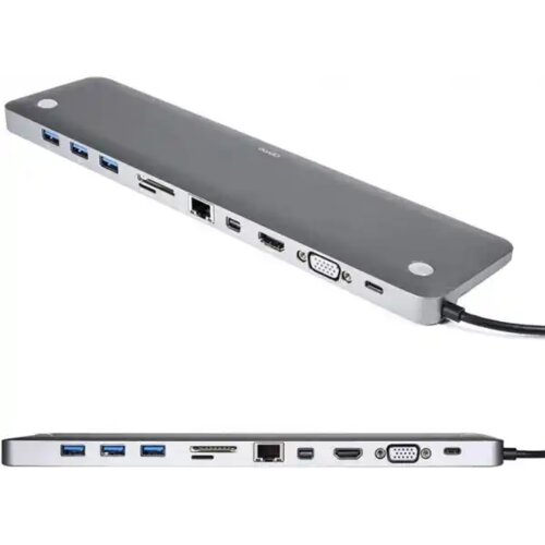 Kettz Adapter Tip C 11/1 4K HDMI/VGA/USBx3/AUX/SD/TF/USB-C/PD/Lan KT-1101G Cene