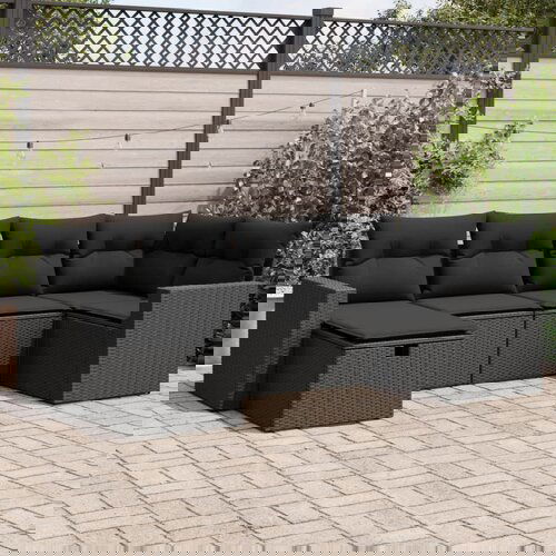 VidaXL 6-dijelni set vrtnih sofa s jastucima crni od poliratana Slike