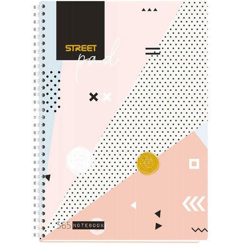 STREET Zvezek A4 Pad Color s &amp;scaron;piralo, črte, 100 listov Slike
