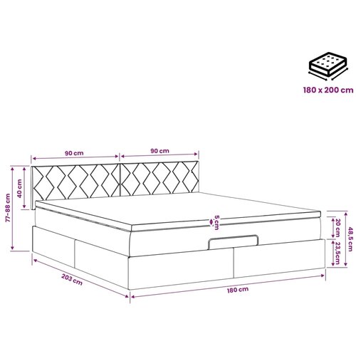  Podesivi krevet s madracem Sivosmeđa 180 x 200 cm Tkanina - Sivosmeđa 180 x 200 cm Dizajn s rombovima Slike