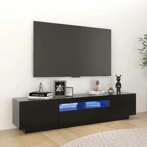 vidaXL TV omarica z LED lučkami črna 180x35x40 cm