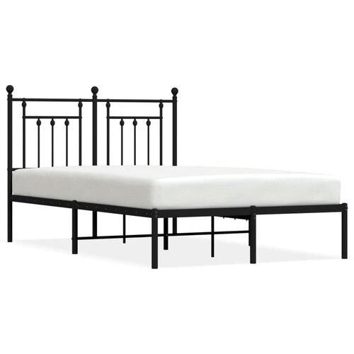 Maison Chic Kovinski Posteljni okvir - Dvoposteljna postelja - Zakonska postelja z vzglavjem črn 135x190 cm, (21692996) Slike
