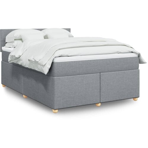 VidaXL Box spring postelja z vzmetnico svetlo siva 160x200 cm žamet Slike