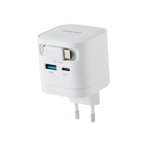 Intenso 65W GaN napajalnik z vgrajenim kablom USB-C, bel Cene