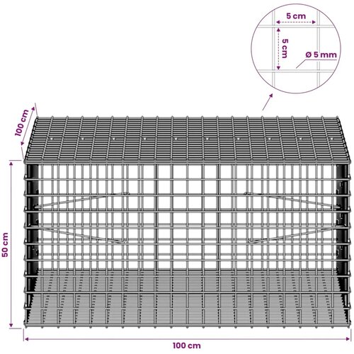  Gabion s žicom debljine 5 mm i mrežom 5x5 cm 100x100x50 cm - 100 cm 50 cm 100 cm Slike