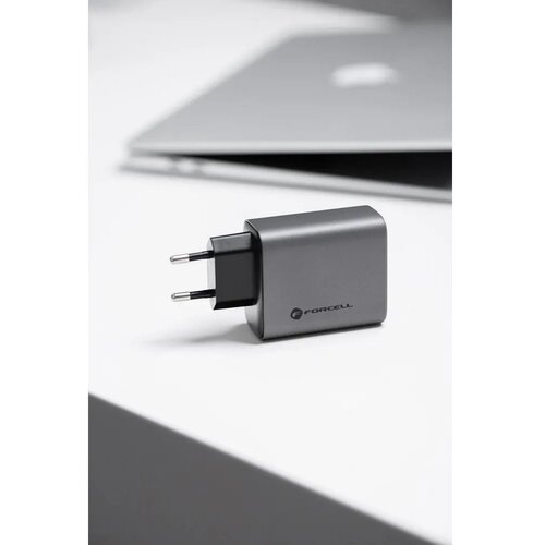 Forcell F-Energy GaN mrežni punjač - 65 W s priključcima: 2x USB C i USB A s PD i QC 4.0 punjenjem Slike