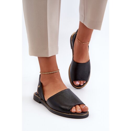 Zazoo Leather Slip-on Sandals Black Alivia Cijene