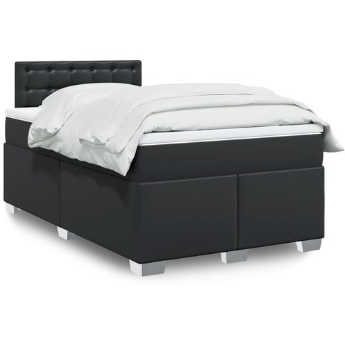VidaXL Box spring postelja z vzmetnico črna 120x200 cm umetno usnje Slike
