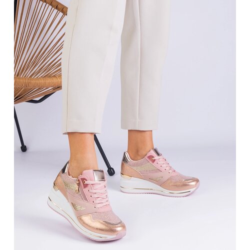Gemre Pink platform sneakers with glitter Evklada Cene