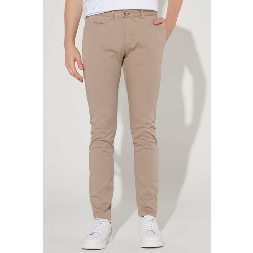 AC&Co / Altınyıldız Classics Men's Beige Slim Fit Slim Fit Trousers with Side Pockets, Cotton Diagonal Pattern Flexible Trousers. Slike