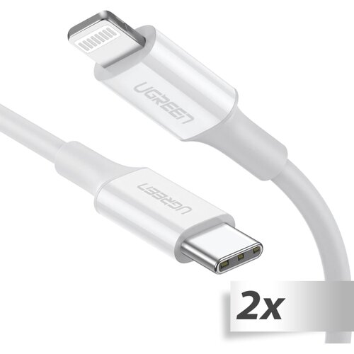 Ugreen 2x1 Lightning To Type-C Cable 1m white Slike