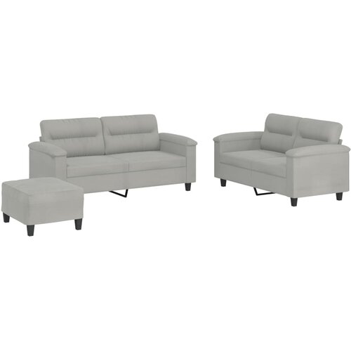  3-dijelni set sofa s jastucima svjetlosivi od mikrovlakana Siva Slike