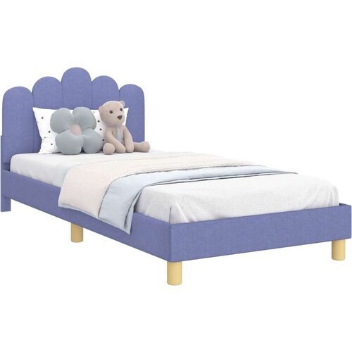  Okvir kreveta za malu djecu s naslonom Traper plava 80 x 200 cm Slike