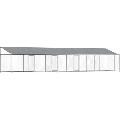  Kavez za pse s krovom i vratima sivi 10x2x2 m pocinčani čelik Slike