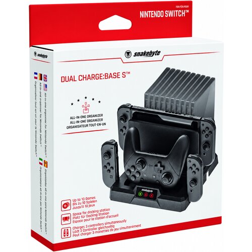 Snakebyte Dual Charge Base S polnilna postaja & nosilec za 10 &scaron;katlic z igrami za Nintendo Switch Cene