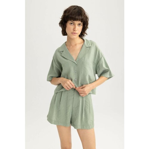 Defacto Relax Fit Pyjamas Collar modal Short Sleeve Shirt Slike