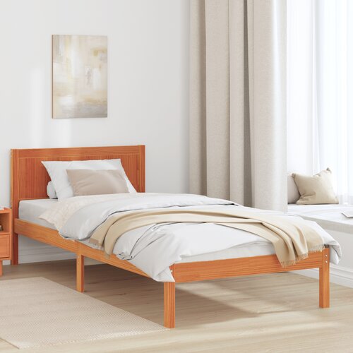 VidaXL Postelja iz borovega lesa Voskovano rjava Trd les 100 x 200 cm Slike