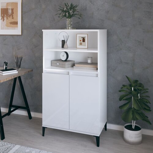 The Living Store Visoka omara visok sijaj bela 60x36x110 cm inženirski les - Visoka Omarica, (21429071) Slike