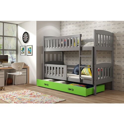 BestBed KREVET NA KAT KUBUS 200X90 S LADICOM (VIE BOJA) - GRAFIT-Zelena Slike