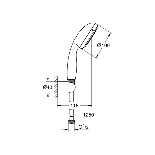 Grohe Vitalio Start Tu&amp;scaron; slu&amp;scaron;alica s držačem i crijevom Vitalio Start Duo (Broj funkcija: 2, Promjer ručnog tu&amp;scaron;a: 10 cm, Krom) Slike
