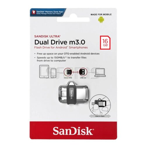 Sandisk dual Drive USB Ultra 16GB m3.0 Grey&Silver Slike