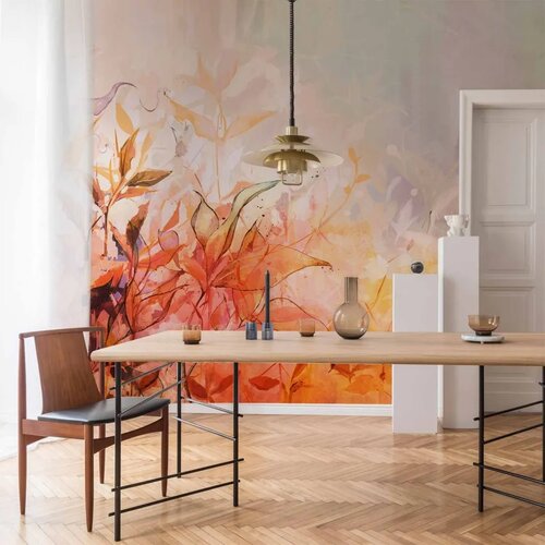  Foto tapeta - Flaming meadow - nature landscape with meadow of flowers and leaves in watercolour style 343x256 Slike