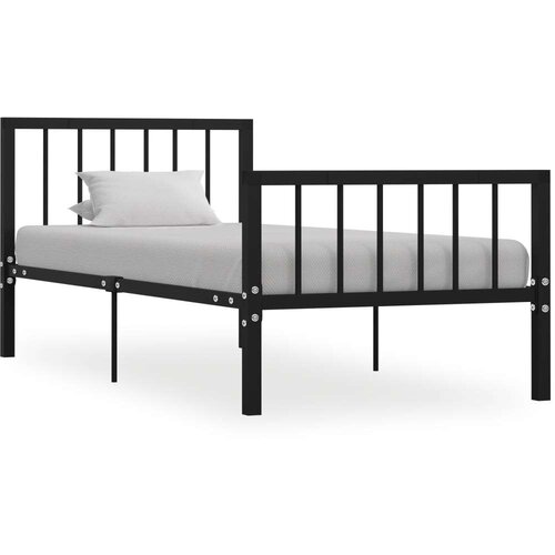  Za krevet crni metalni 100 x 200 cm Slike