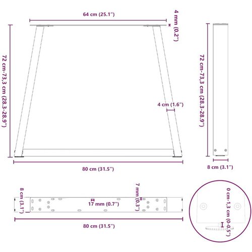  Noge za blagovaonski stol V-oblik 3 kom bijele 80x(72-73 3) cm Slike