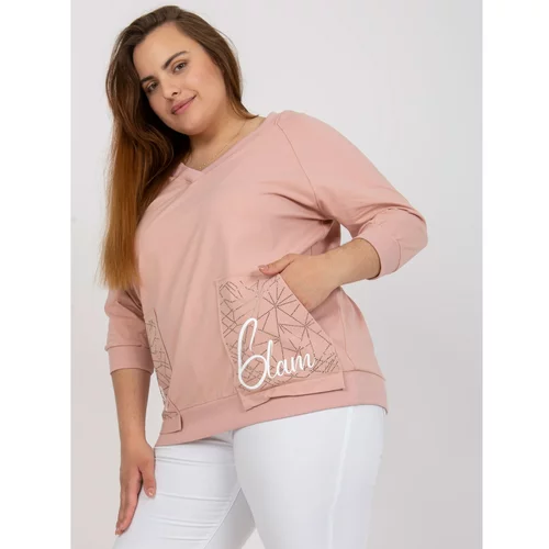 Fashion Hunters Dusty pink plus size blouse with applique and inscriptions