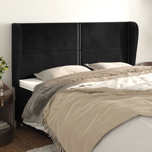 vidaXL Vzglavje z ušesi črn 163x23x118/128 cm žamet Cene