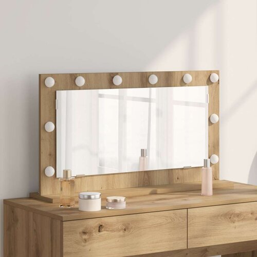 VidaXL ogledalo za toalet Umjetni hrast Drvena ploča 80 x 45 x 18 cm Slike