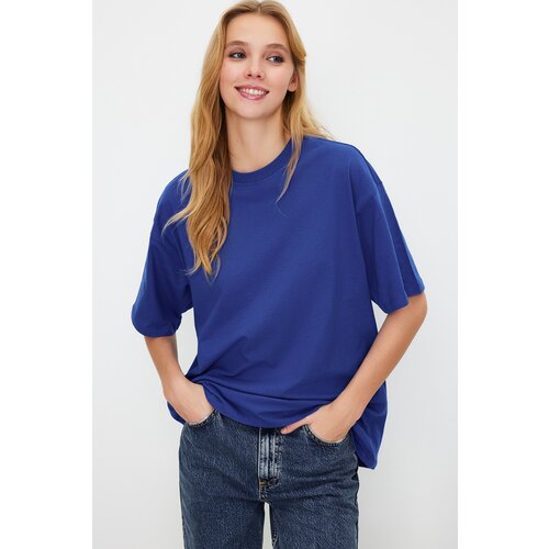 Trendyol Saks 100% Cotton Premium Oversize/Wide Fit Crew Neck Knitted T-Shirt Slike