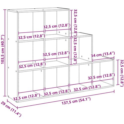 VidaXL Pregrada/regal za knjige 3razina bijeli 137,5x29x103,5cm drveni Slike