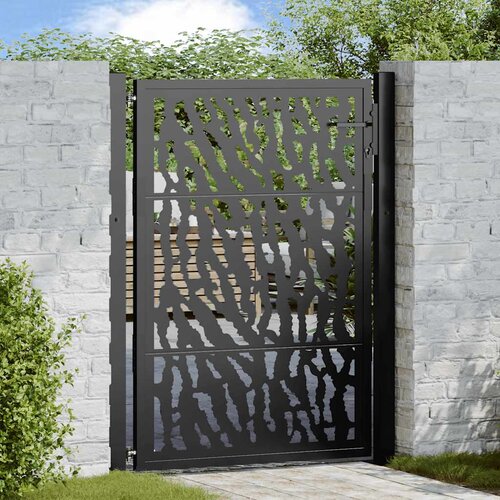 vidaXL Vrtna vrata Black 105x130 cm Oblikovanje jeklene sledi Cene