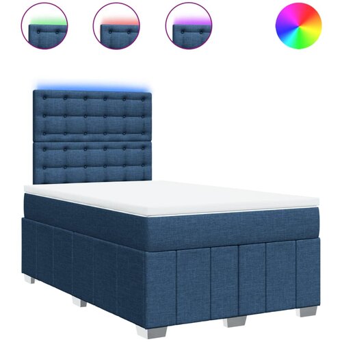 vidaXL Box spring postelja z vzmetnico moder 120x200 cm blago, (21304657) Cene