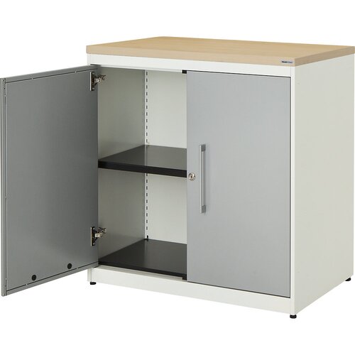 mauser Omara s krilnimi vrati, VxŠ 830 x 800 mm, plošča iz umetne mase, 1 polica, čista bela / aluminijasto siva / javor Cene