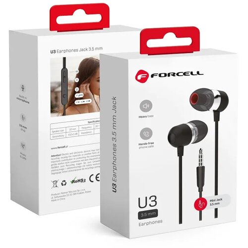 forcell Premium Sound U3 slu&scaron;alke 3,5 mm mini jack črne Cene