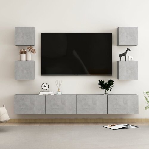 The Living Store Komplet TV omaric 6-delni betonsko siv inženirski les - TV Omarica, (21373953) Cene