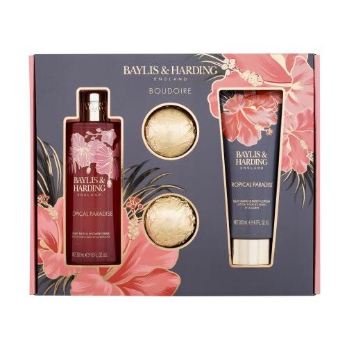 Baylis & Harding Boudoire Tropical Paradise set: krema za prhanje 300 ml + losjon za telo 200 ml + kopalna bombica 2 x 75 g za ženske Cene
