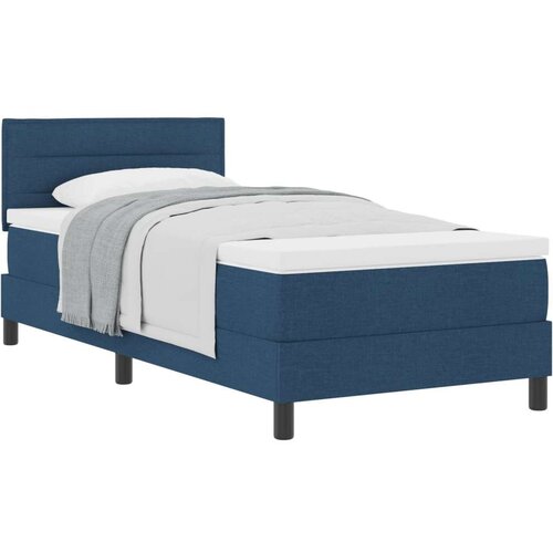  Kutna krevetna osnova s madracem Plava 90x190 cm Tkanina Slike