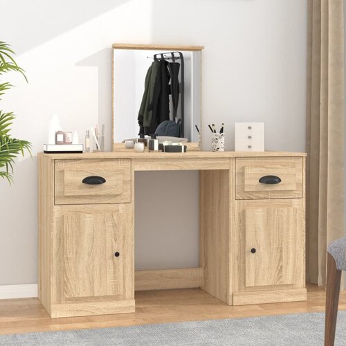 vidaXL Toaletna mizica z ogledalom sonoma hrast 130x50x132,5 cm Cene