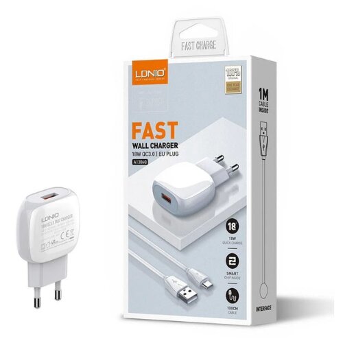 Ldnio Kucni punjac A1306Q QC3.0 18W (USB-A) kabal USB-A – lightning Cijene