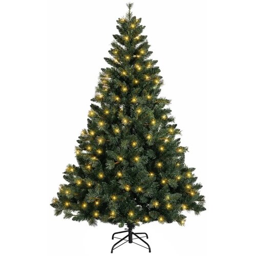  Umjetno božićno drvce s nogom 120 cm 150 LED lampica - Zelena 120 cm s LED svjetlima Slike