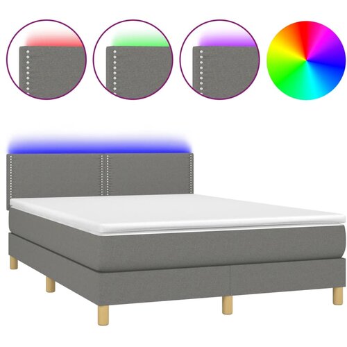Maison Chic Box spring postelja - Vzmetna postelja z vzmetnico LED temno siva 140x200 cm blago SL15519, (21905060) Cene
