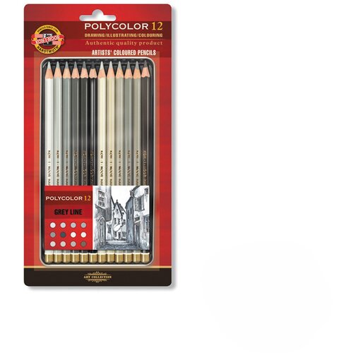 Koh i Noor Set drvenih bojica Polycolor 3822, Gray line, 12 komada Cene