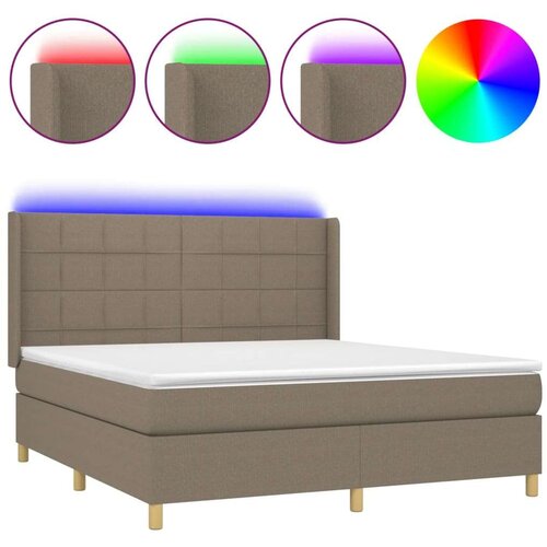  Box spring s madracem LED smeđesivi 160x200 cm tkanina Slike