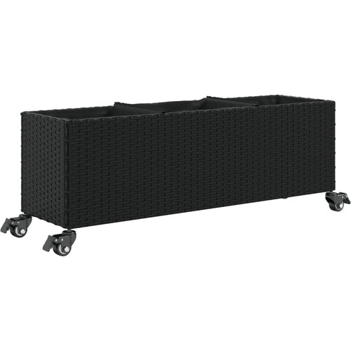  Vrtna sadilica s kotačima 3 posude crna 107x32x38 cm poliratan Slike