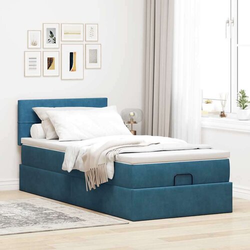 VidaXL okvir kreveta s madraca tamnoplavi 80x200cm bar&amp;scaron;unasti Slike